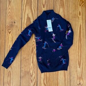 Sweaty Betty Dark Blue Ski Pattern Long Sleeve Top